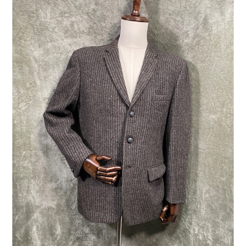 Vintage Harris Tweed Blazer Mens 42 Wool Houndstooth Alexandre‎ Made England 70s